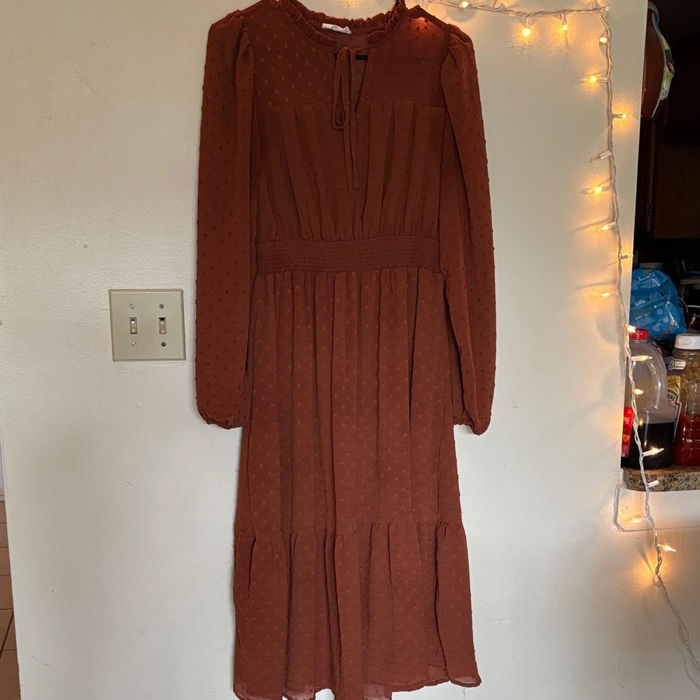 Brown Rust Long Sleeve Dress